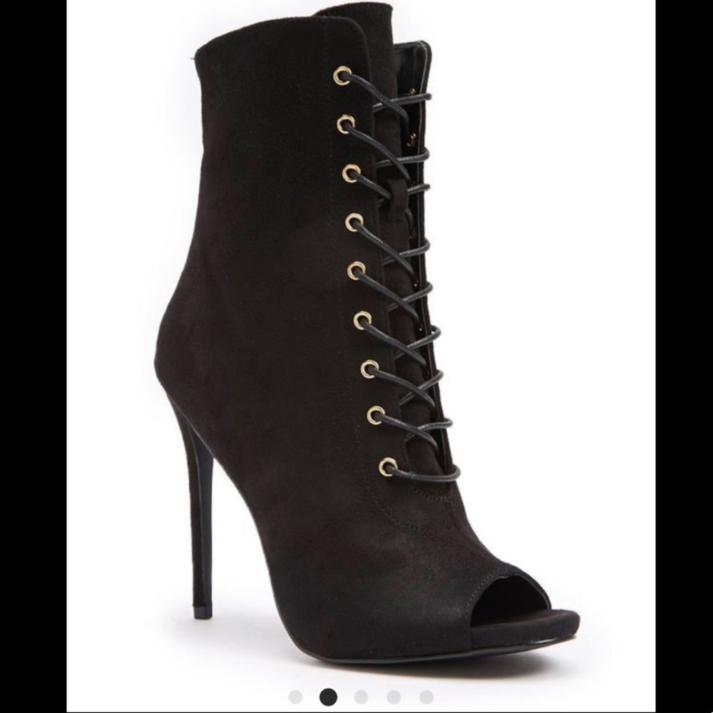 Forever21 Faux Suede Open Toe Bootie
